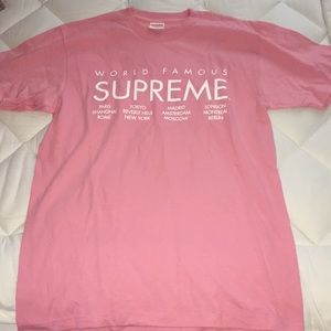 Men’s Supreme pink T-shirt  - World Famous Supreme